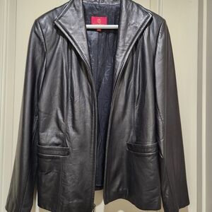 Cole Haan Black Leather Jacket with Red Label